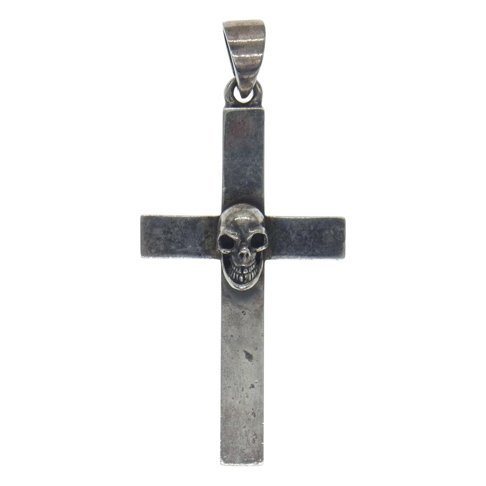 GABOR ガボール Skull On Plain Cross Pendant Quarter スカルオン プレーンクロス ペンダントトップ シルバー系【中古】