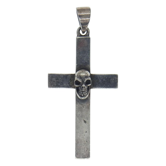GABOR ガボール Skull On Plain Cross Pendant Quarter スカルオン プレーンクロス ペンダントトップ シルバー系【中古】