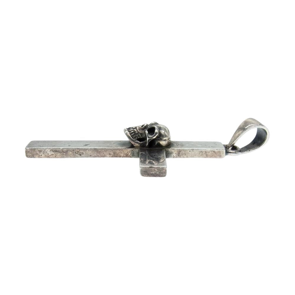 GABOR ガボール Skull On Plain Cross Pendant Quarter スカルオン プレーンクロス ペンダントトップ シルバー系【中古】