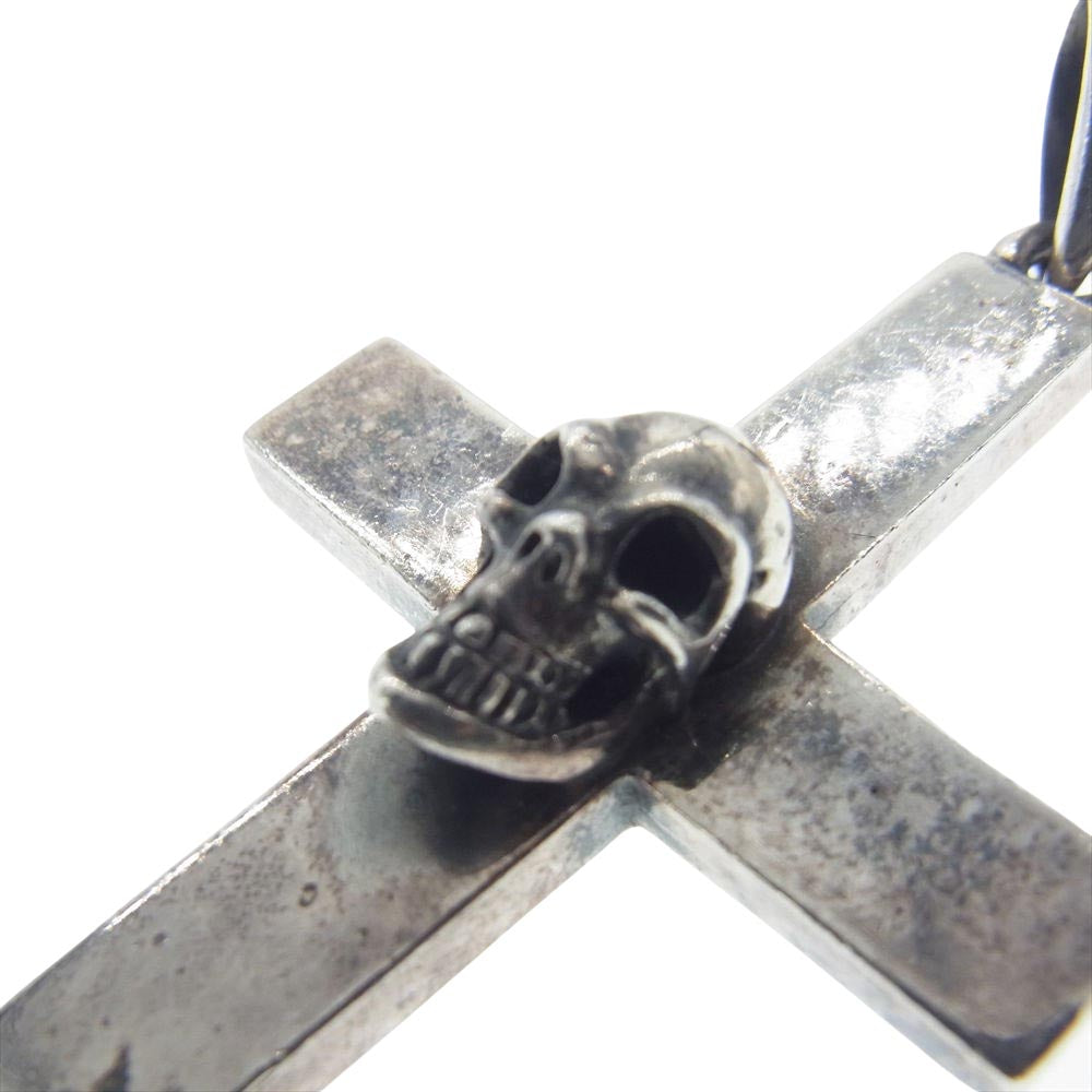 GABOR ガボール Skull On Plain Cross Pendant Quarter スカルオン プレーンクロス ペンダントトップ シルバー系【中古】