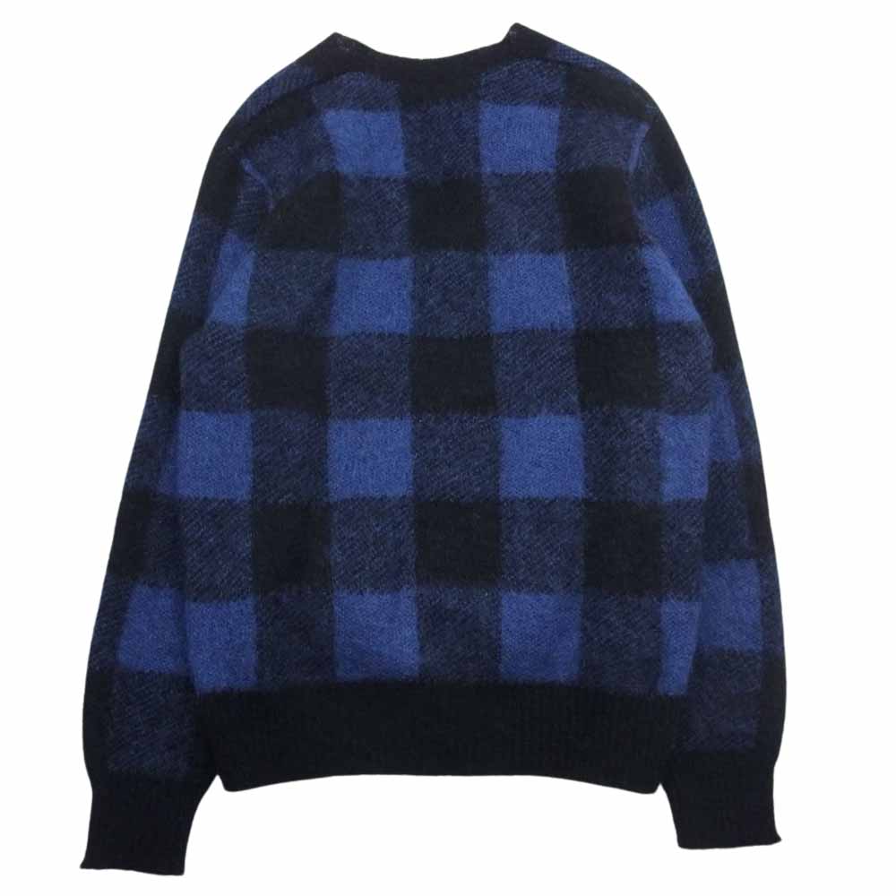 HYSTERIC GLAMOUR ヒステリックグラマー 0243ND07 Vネック モヘア チェック ガール刺繍 カーディガン ブラック系 ブルー系 L【中古】