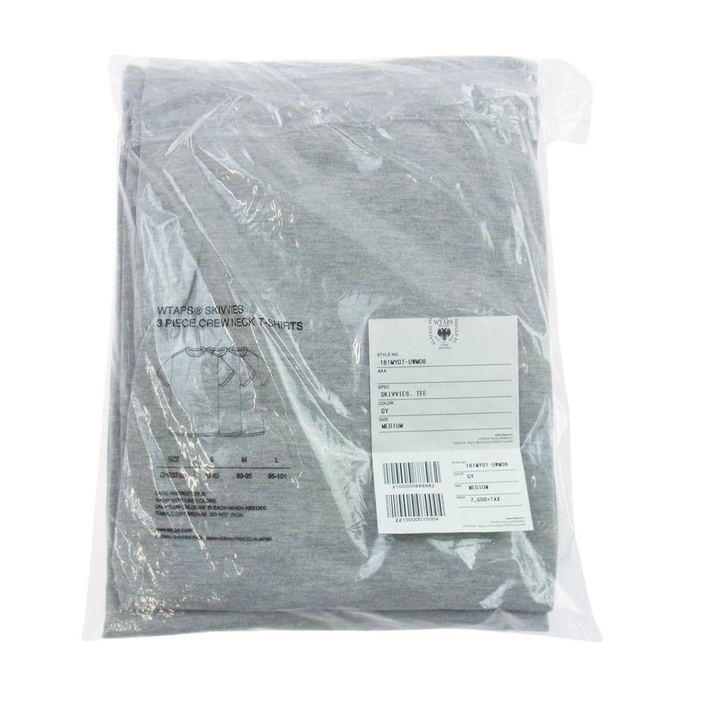 WTAPS ダブルタップス 161MYDT-UWM09 SKIVVIES TEE ３ PIECE CREW NECK T-SHIRTS パック Tシャツ クルーネック グレー Mサイズ グレー系 M【新古品】【未使用】【中古】