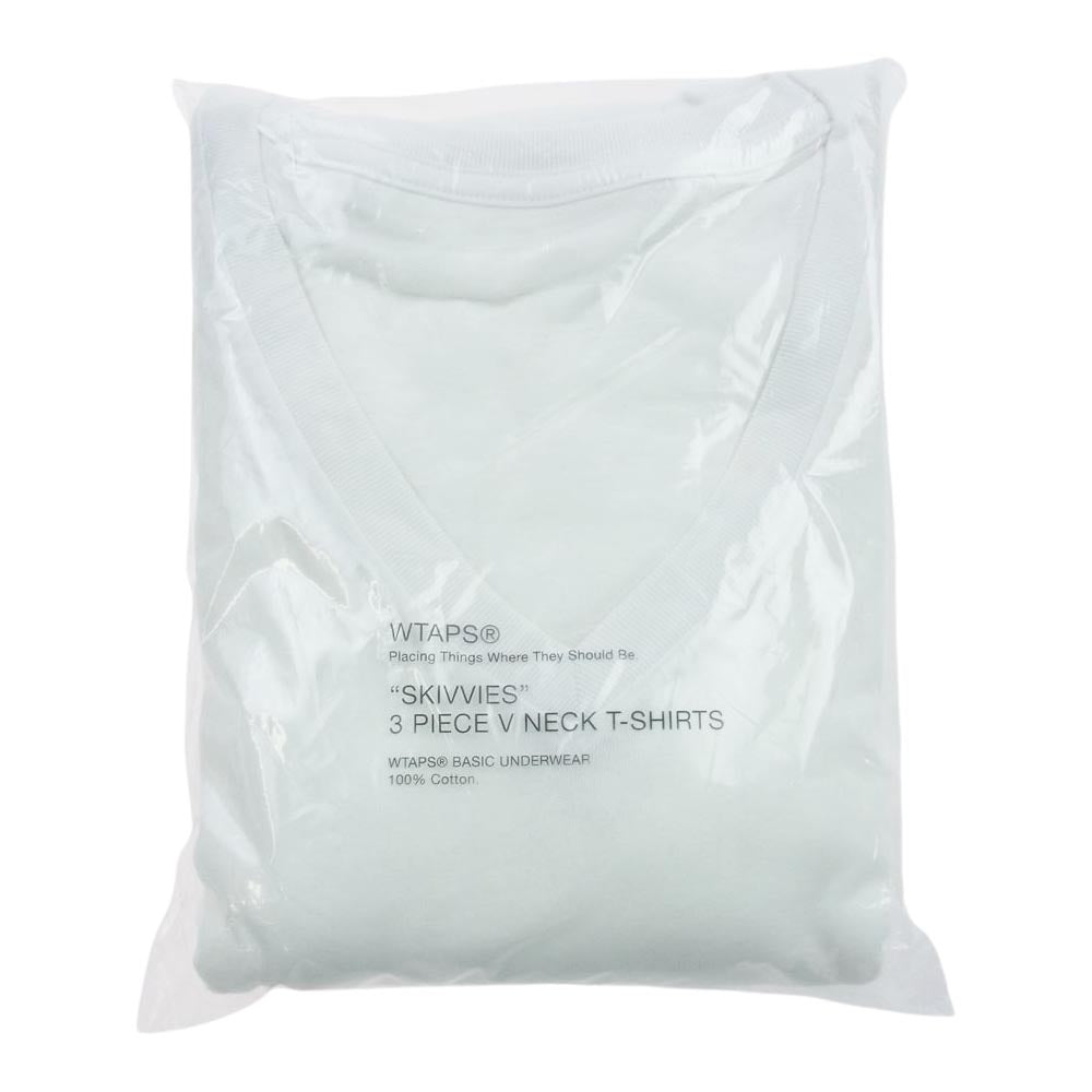 WTAPS ダブルタップス GWDT-UWM07 SKIVVIES TEE ３ PIECE V NECK T-SHIRTS パック Tシャツ Vネック ホワイト Mサイズ ホワイト系 M【新古品】【未使用】【中古】
