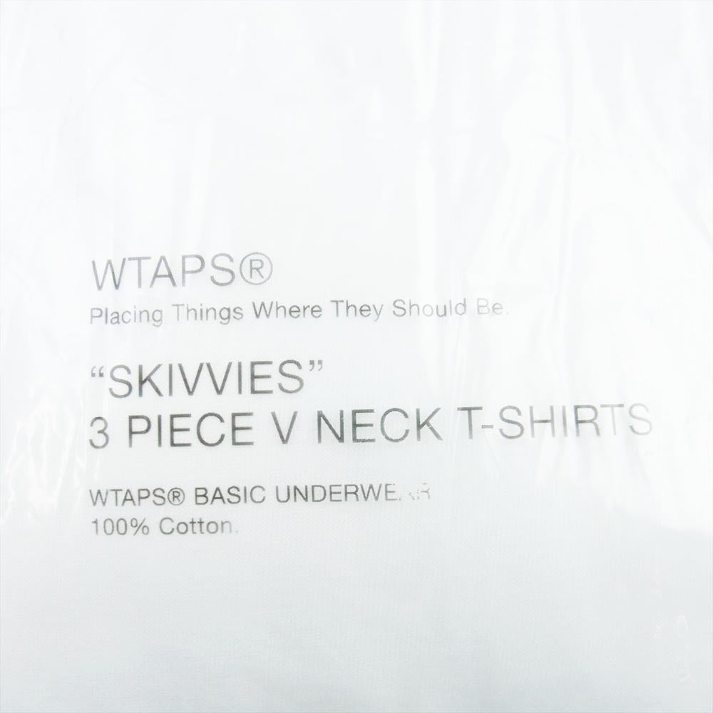 WTAPS ダブルタップス GWDT-UWM07 SKIVVIES TEE ３ PIECE V NECK T-SHIRTS パック Tシャツ Vネック ホワイト Mサイズ ホワイト系 M【新古品】【未使用】【中古】