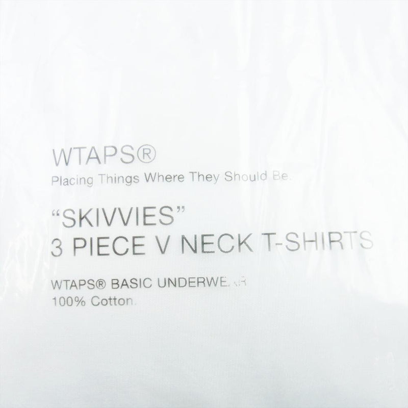 WTAPS ダブルタップス GWDT-UWM07 SKIVVIES TEE ３ PIECE V NECK T-SHIRTS パック Tシャツ Vネック ホワイト Mサイズ ホワイト系 M【新古品】【未使用】【中古】