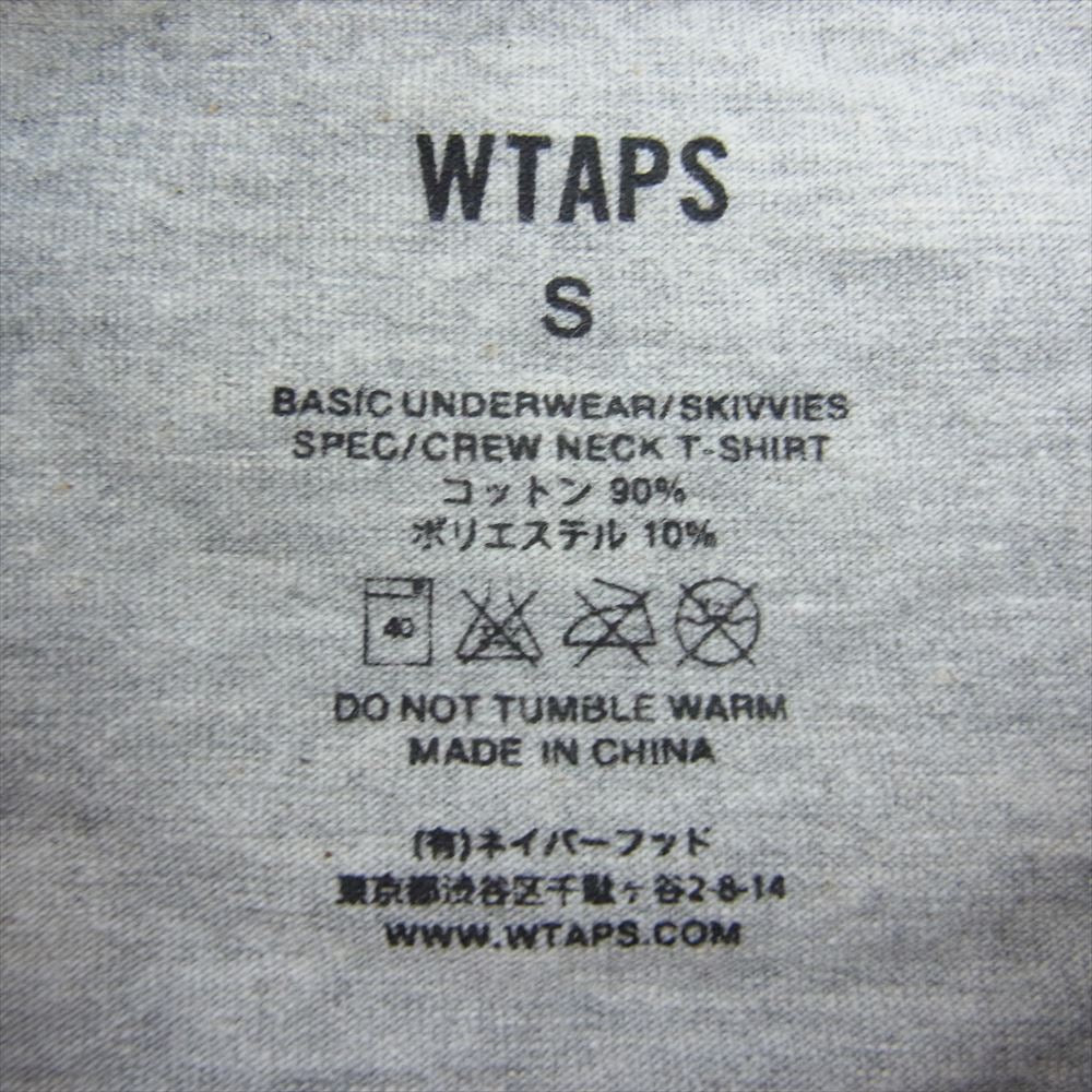 WTAPS ダブルタップス 161MYDT-UWM08 SKIVVIES TEE ３ PIECE CREW NECK T-SHIRTS パック Tシャツ クルーネック グレー Sサイズ グレー系 S【新古品】【未使用】【中古】