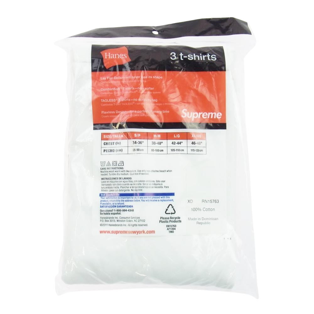 Supreme シュプリーム Hanes ヘインズ Tagless Tee 3 Pack パック Tシャツ ホワイト系 S【新古品】【未使用】【中古】