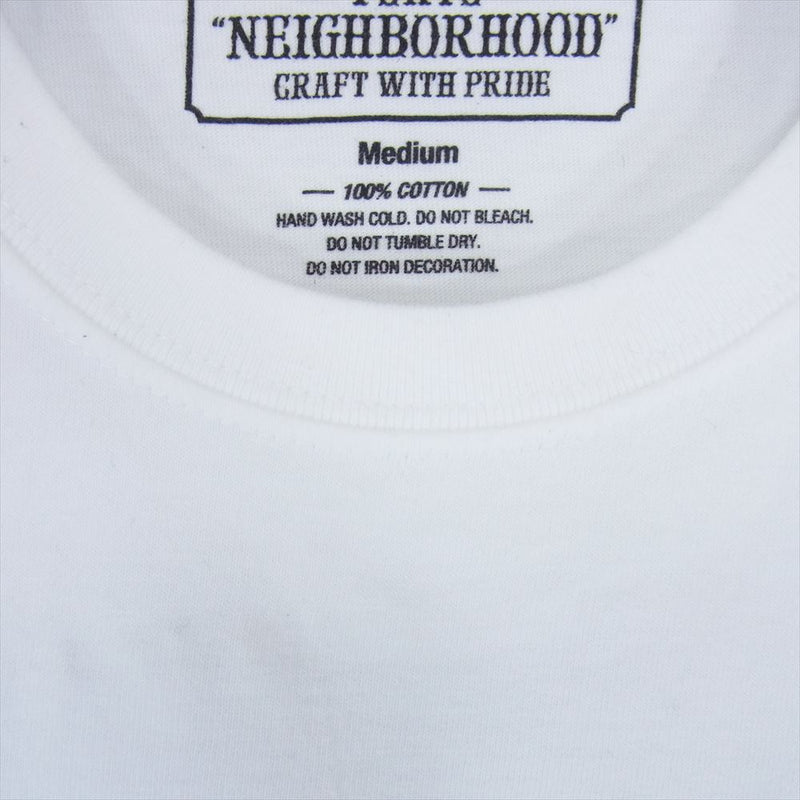 NEIGHBORHOOD ネイバーフッド アラビック ロゴ プリント クルーネック 長袖 Tシャツ ホワイト ホワイト系 M【中古】