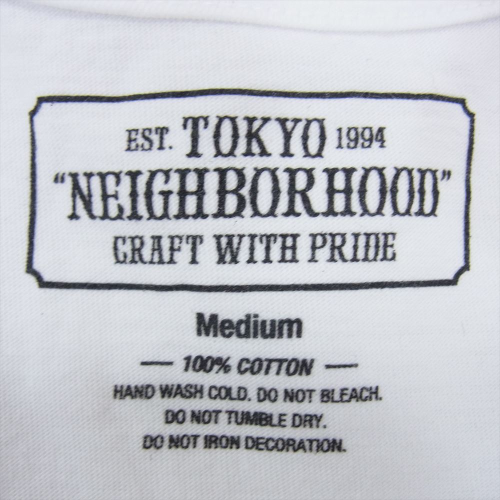 NEIGHBORHOOD ネイバーフッド アラビック ロゴ プリント クルーネック 長袖 Tシャツ ホワイト ホワイト系 M【中古】