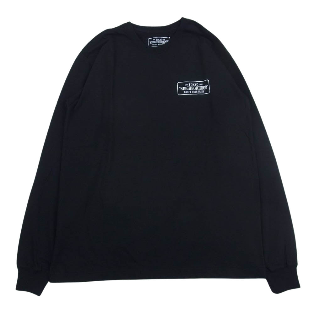 NEIGHBORHOOD ネイバーフッド ロゴ プリント クルーネック 長袖 Tシャツ ブラック系 M【中古】
