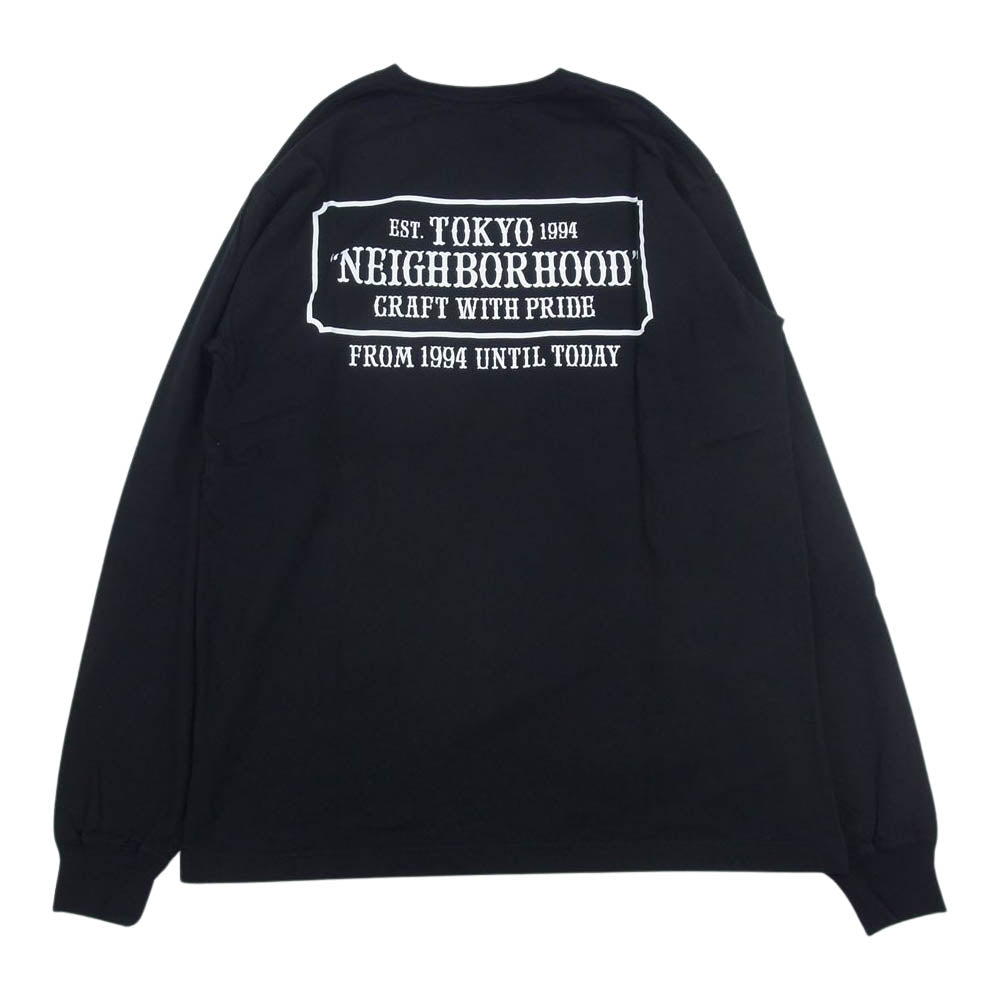 NEIGHBORHOOD ネイバーフッド ロゴ プリント クルーネック 長袖 Tシャツ ブラック系 M【中古】