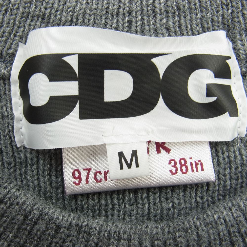 COMME des GARCONS コムデギャルソン 18AW SZ-N001 Charles kirk 英国チャールズカーク社製 CDGロゴ クルーネック ニット セーター グレー系 M【美品】【中古】