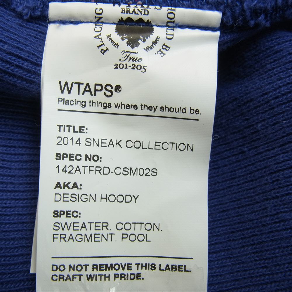 WTAPS ダブルタップス 14AW 142ATFRD-CSM02S × FRAGMENT × THE POOL AOYAMA DESIGN HOODIE フーディー パーカー ブラック系 ブルー系 M【中古】