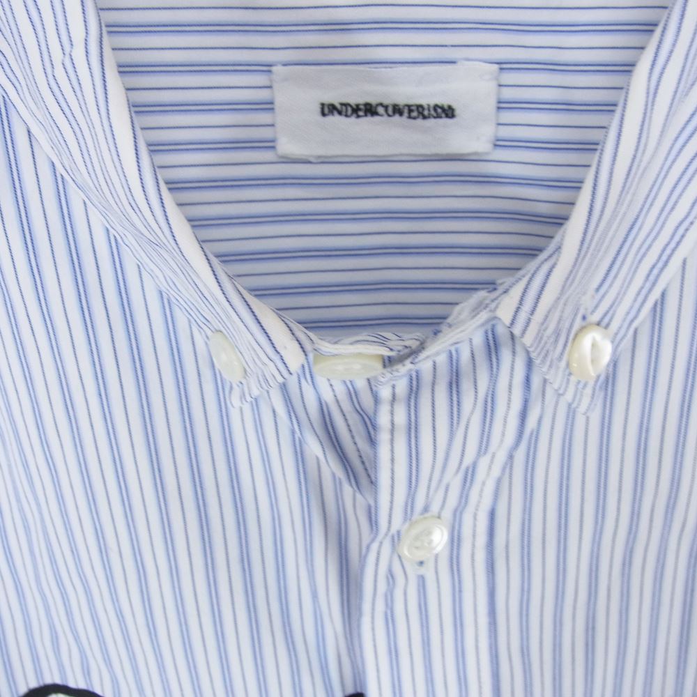 UNDERCOVER アンダーカバー 13SS K4413-1 STOP MAKING SENSE ストップ メイキング センス ストライプ 長袖 シャツ ブルー系 1【中古】