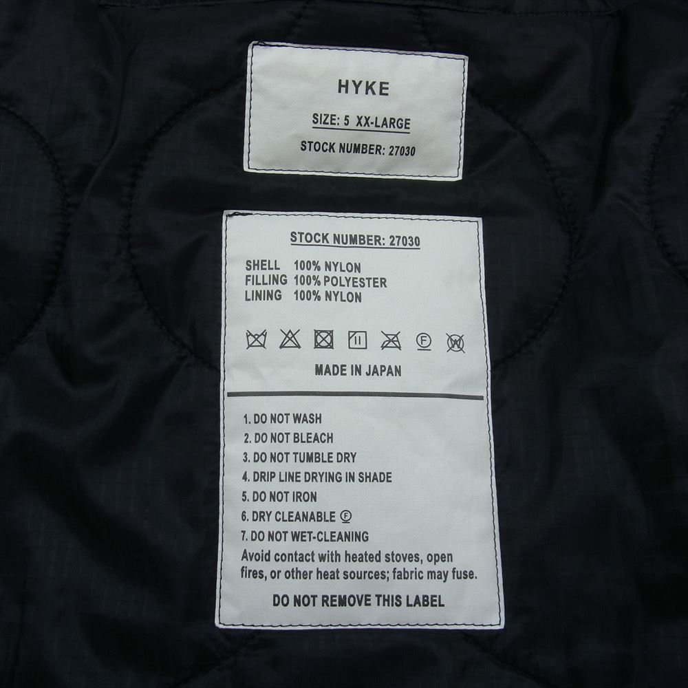 HYKE ハイク 21AW UNITED ARROWS 別注 キルティングライナー ジャケット ブラック系 XXL【中古】