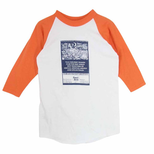 ソフィーシャツ 80s 90s USA製 7分袖 プリント カットソー オレンジ系 L【中古】