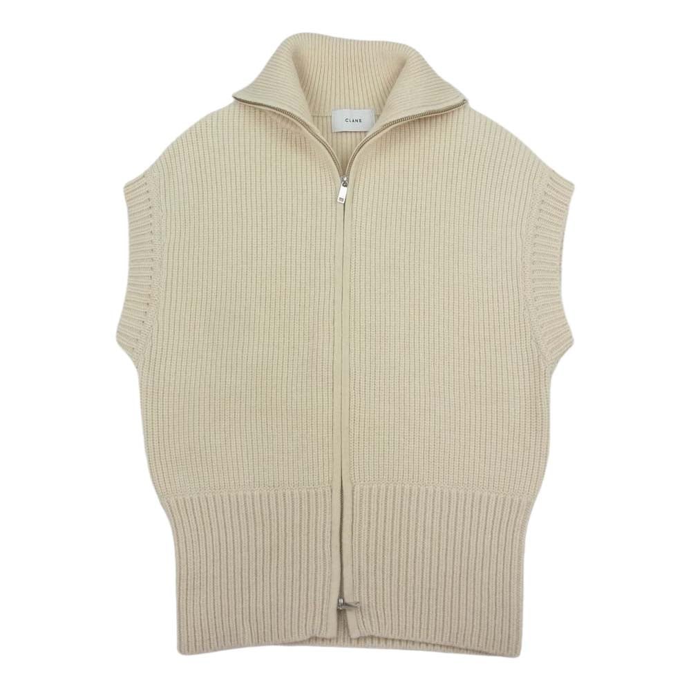 クラネ 13106-2082 ZIP COLLAR KNIT VEST ジップカラー ノースリーブ ドライバーズ ニット ベスト ホワイト系 1【中古】