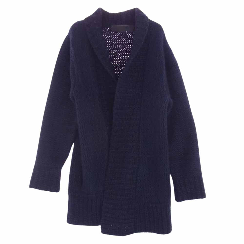 THE ELDER STATESMAN エルダー ステイツマン 2520400093 サザビータグ カシミヤ ショール カーディガン ダークネイビー系 XS【中古】
