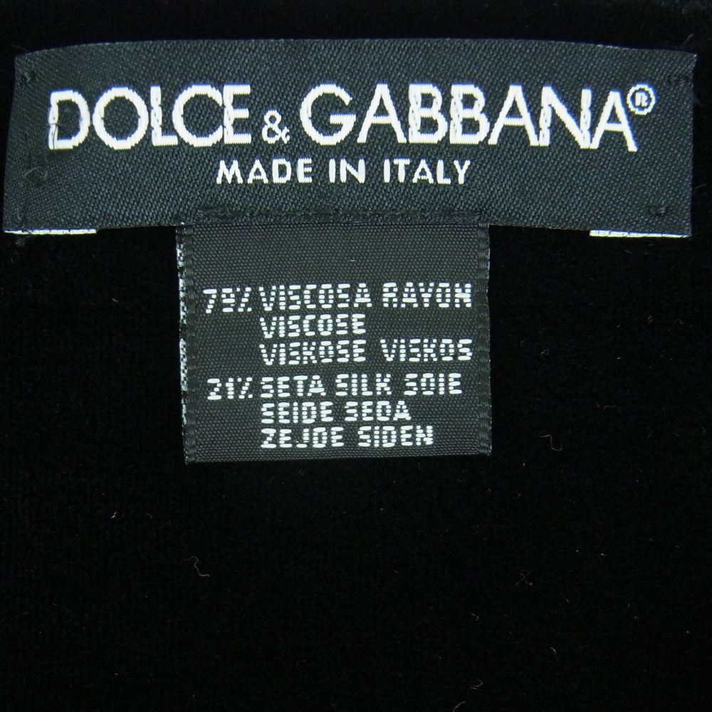 DOLCE&GABBANA ドルチェアンドガッバーナ イタリア製 シルク混 ベロア DG ハート刺繍パッチ ストール マフラー ブラック系【中古】