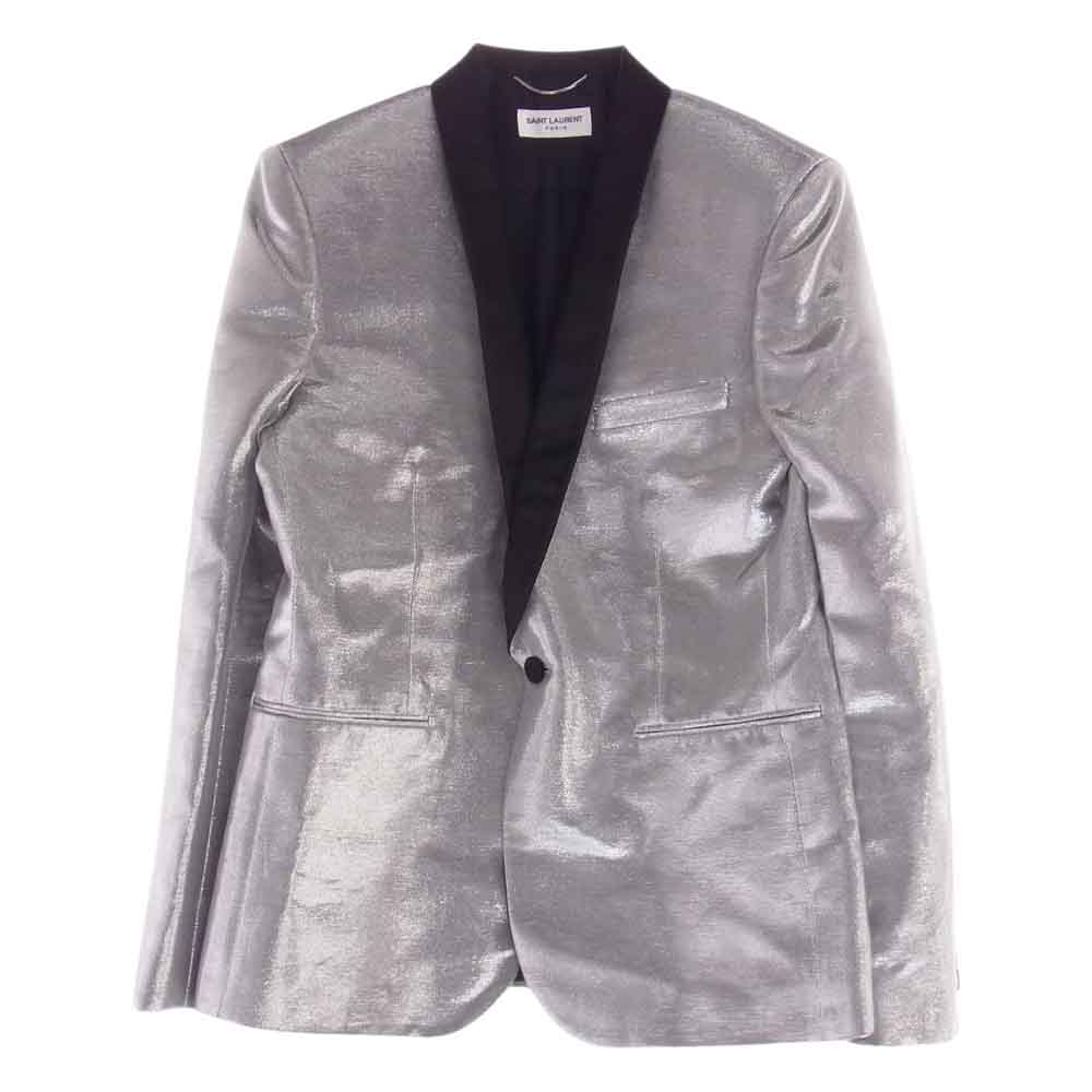 SAINT LAURENT サンローラン 392913 Y004P シルバー メタリック テーラード ショールカラー スモーキング ジャケット シルバー系 48【中古】