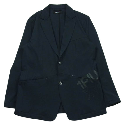 1piu1uguale3 ウノピュウノウグァーレトレ RELAX リラックス アタックロゴプリント 2B テーラード ジャケット ダークネイビー系 XL【中古】