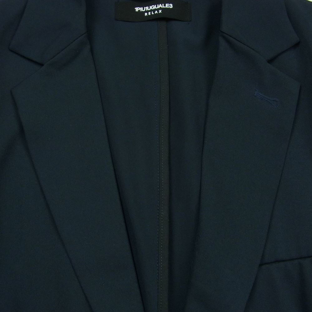 1piu1uguale3 ウノピュウノウグァーレトレ RELAX リラックス アタックロゴプリント 2B テーラード ジャケット ダークネイビー系 XL【中古】