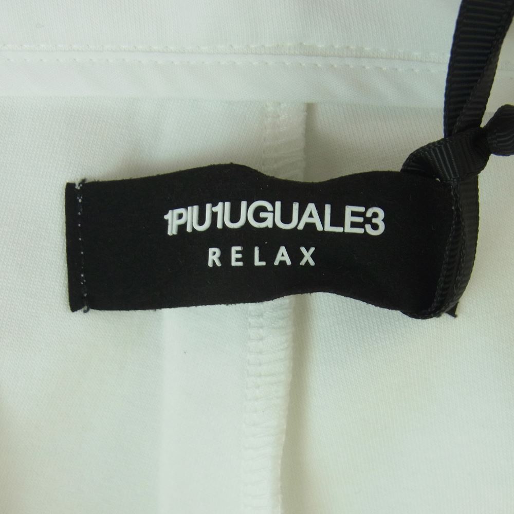 1piu1uguale3 ウノピュウノウグァーレトレ usb-22099w RELAX リラックス ポンチジャージ素材 グラデーションロゴ スウェット スラックス パンツ ホワイト系 L【美品】【中古】