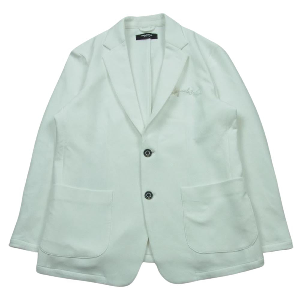 1piu1uguale3 ウノピュウノウグァーレトレ ポンチジャージ素材 グラデーションロゴ テーラード ジャケット ホワイト系 XL【中古】