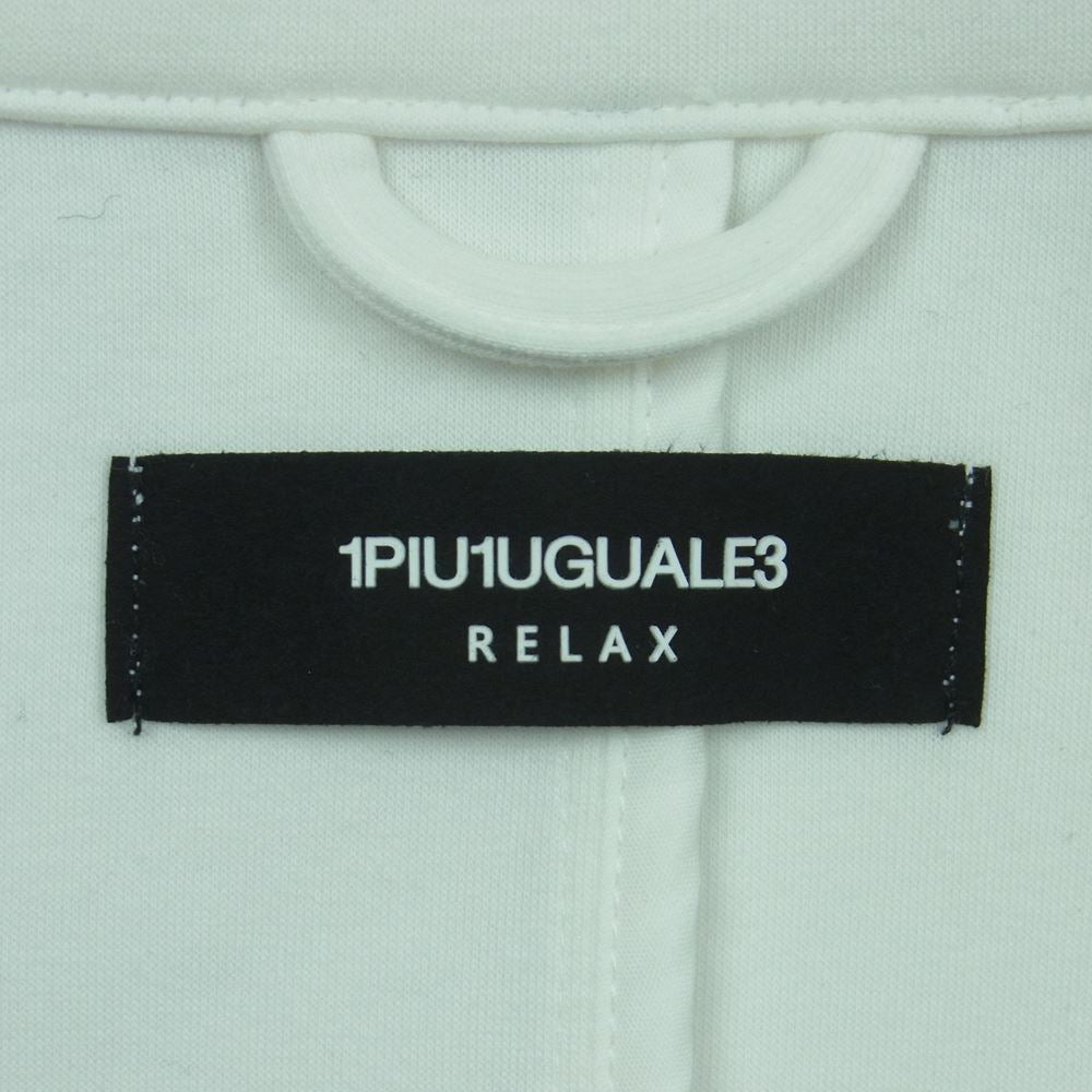 1piu1uguale3 ウノピュウノウグァーレトレ ポンチジャージ素材 グラデーションロゴ テーラード ジャケット ホワイト系 XL【中古】