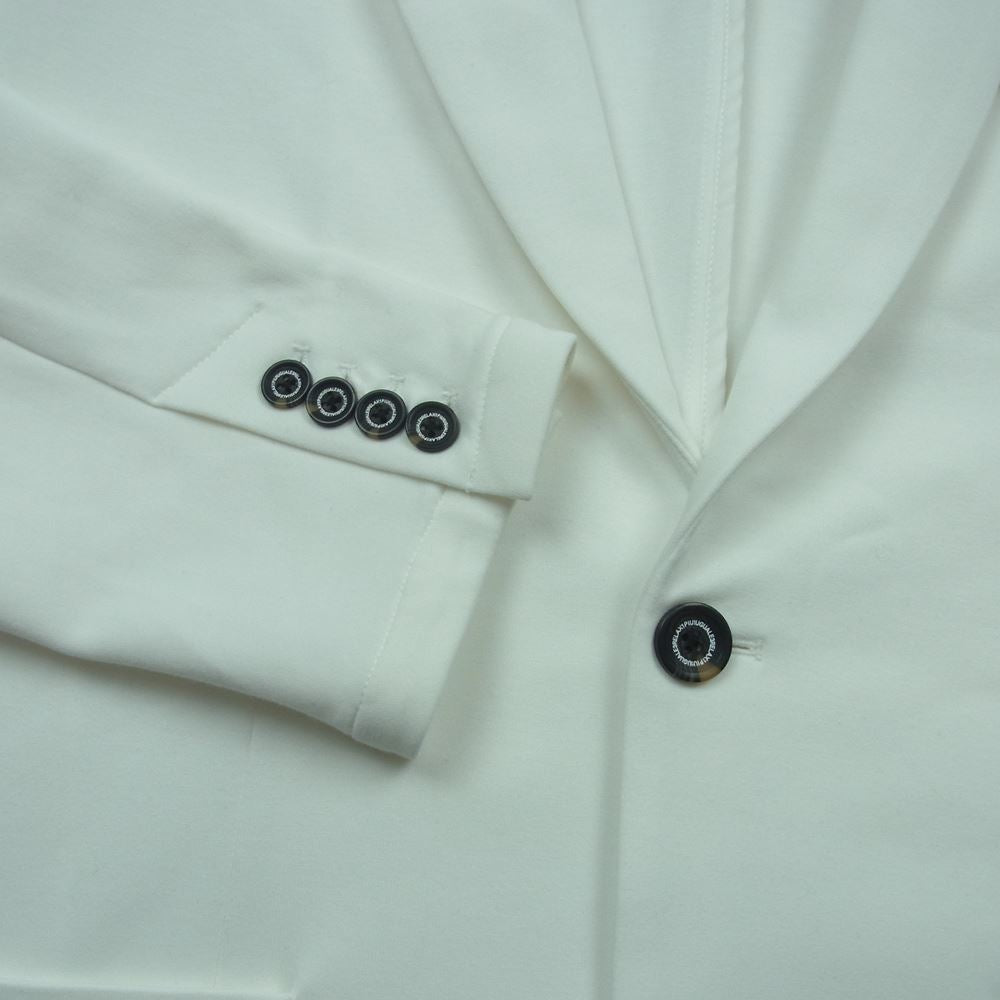 1piu1uguale3 ウノピュウノウグァーレトレ ポンチジャージ素材 グラデーションロゴ テーラード ジャケット ホワイト系 XL【中古】