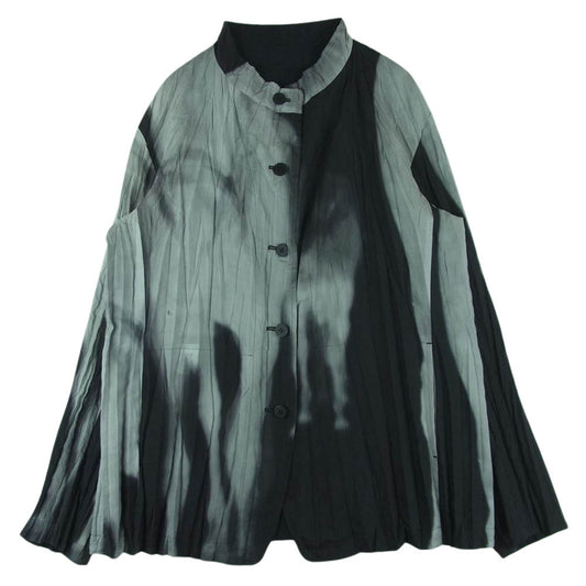 ISSEY MIYAKE イッセイミヤケ ME63FD214 MEN メン プリーツ加工 スタンドカラー リバーシブル タイダイ 長袖 シャツ ジャケット ブラック系 グレー系 3【中古】