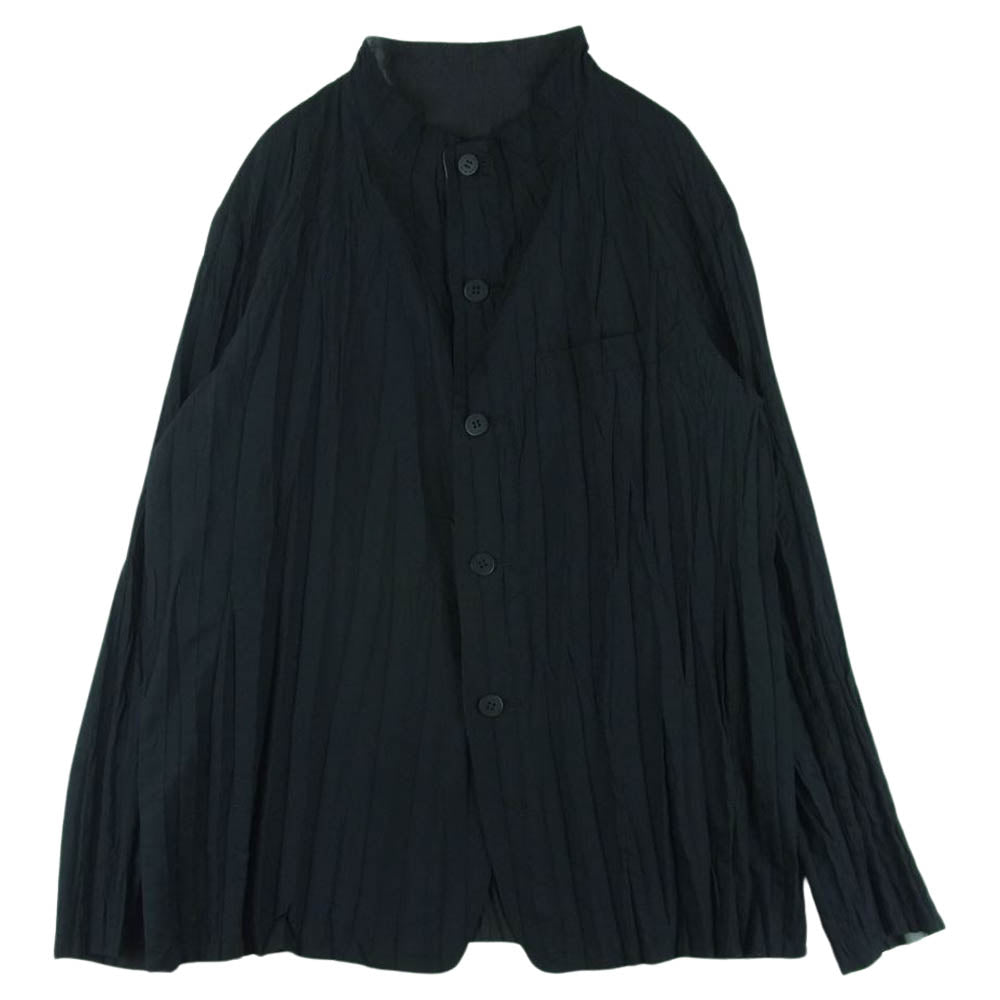 ISSEY MIYAKE イッセイミヤケ ME63FD214 MEN メン プリーツ加工 スタンドカラー リバーシブル タイダイ 長袖 シャツ ジャケット ブラック系 グレー系 3【中古】