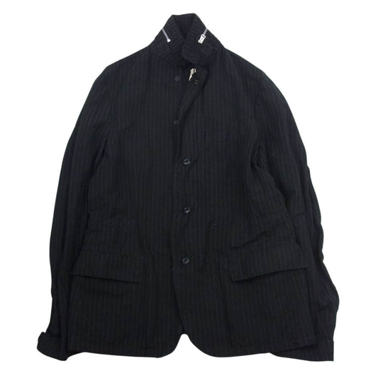 JUNYA WATANABE COMME des GARCONS MAN ジュンヤワタナベコムデギャルソンマン 21SS WG-J923 eye アイ 製品加工 後染め ストライプ スタンドカラー M-65型 フルジップ フィールドジャケット ブラック系 L【中古】