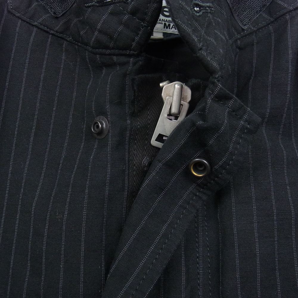 JUNYA WATANABE COMME des GARCONS MAN ジュンヤワタナベコムデギャルソンマン 21SS WG-J923 eye アイ 製品加工 後染め ストライプ スタンドカラー M-65型 フルジップ フィールドジャケット ブラック系 L【中古】