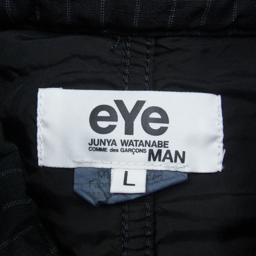 JUNYA WATANABE COMME des GARCONS MAN ジュンヤワタナベコムデギャルソンマン 21SS WG-J923 eye アイ 製品加工 後染め ストライプ スタンドカラー M-65型 フルジップ フィールドジャケット ブラック系 L【中古】