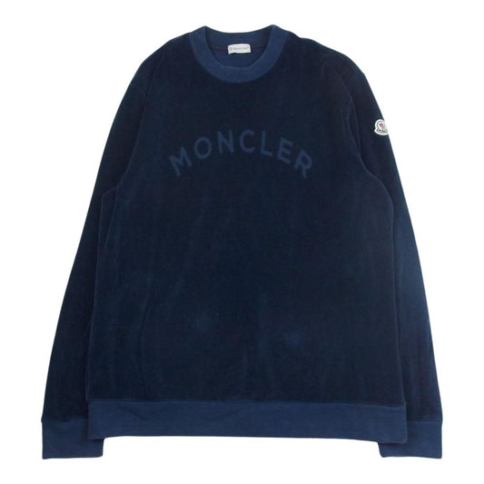 MONCLER モンクレール G20918G00020 MAGLIA マグリア ロゴ型押し クルーネック スウェット トレーナー ネイビー系 XL【中古】