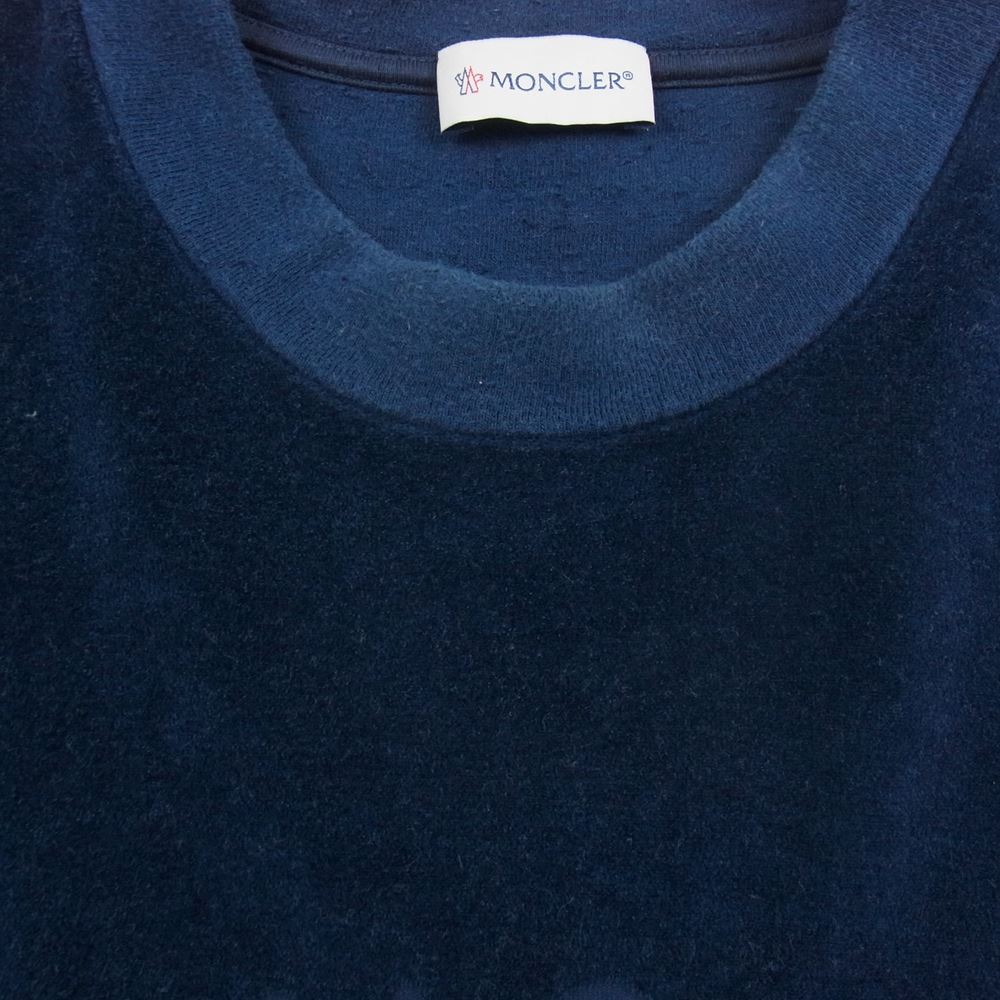 MONCLER モンクレール G20918G00020 MAGLIA マグリア ロゴ型押し クルーネック スウェット トレーナー ネイビー系 XL【中古】