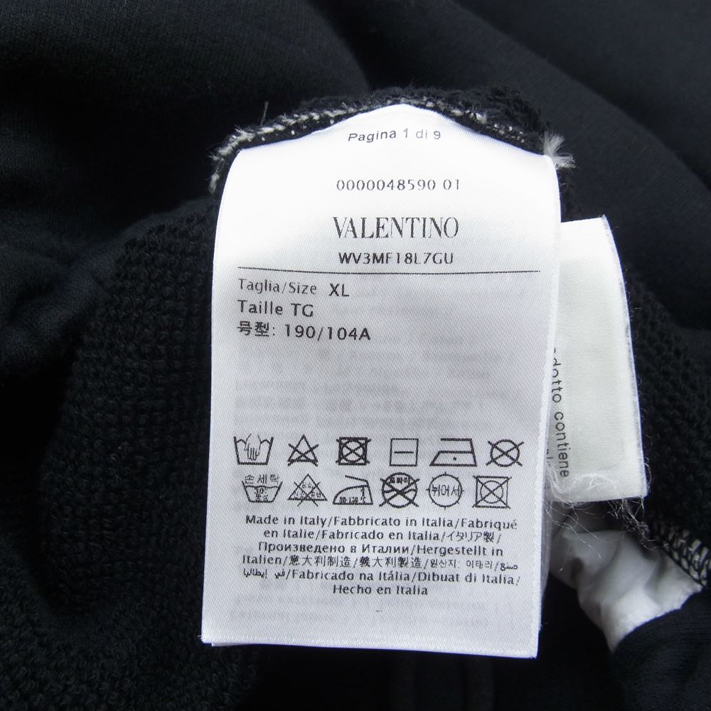 VALENTINO ヴァレンティノ 21AW WV3MF18L7GU ラバーパッチ サイドライン クルーネック スウェット トレーナー ブラック系 XL【中古】