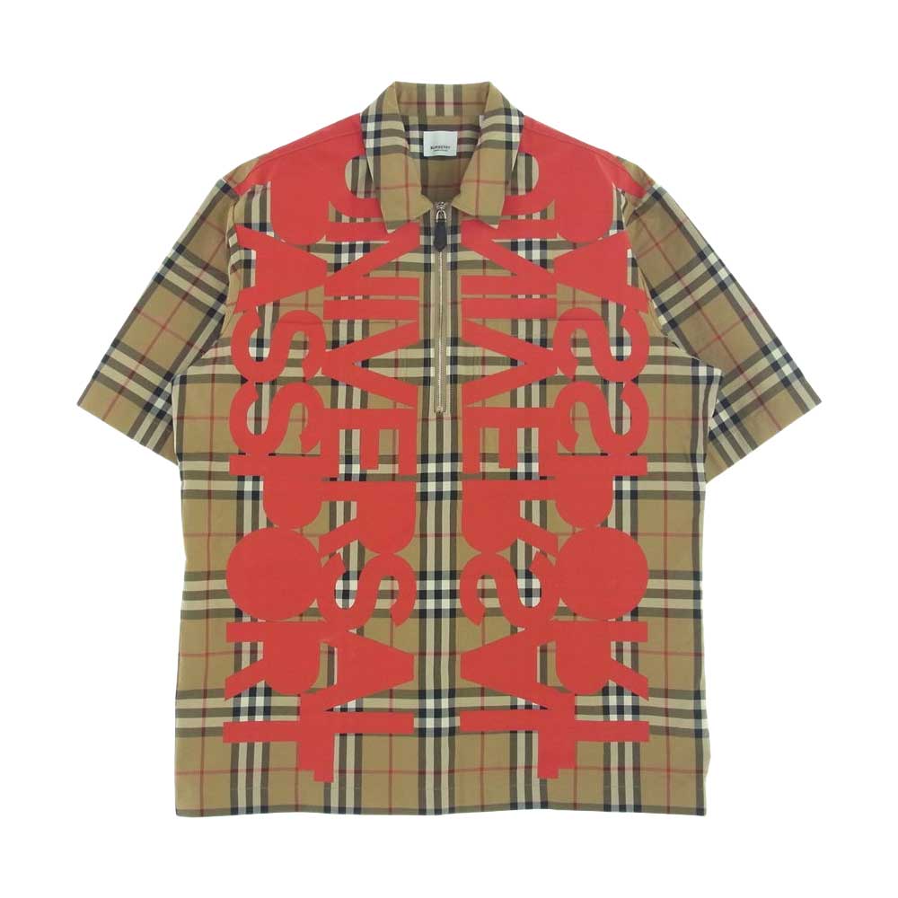 BURBERRY バーバリー 22SS 8052446 ユニバーサルパスポート ハーフジップ プルオーバー ノバチェック 半袖 シャツ マルチカラー系 L【中古】