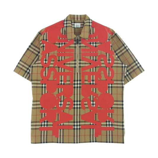 BURBERRY バーバリー 22SS 8052446 ユニバーサルパスポート ハーフジップ プルオーバー ノバチェック 半袖 シャツ マルチカラー系 L【中古】