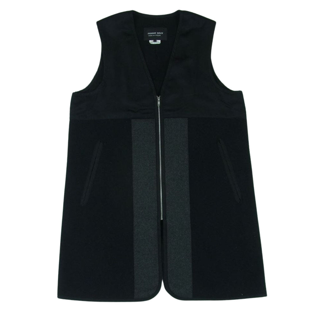 COMME des GARCONS HOMME DEUX コムデギャルソンオムドゥ 18AW DB-C003 異素材切替 ミリタリーライナー ジップアップ ロング ベスト ブラック系 M【中古】