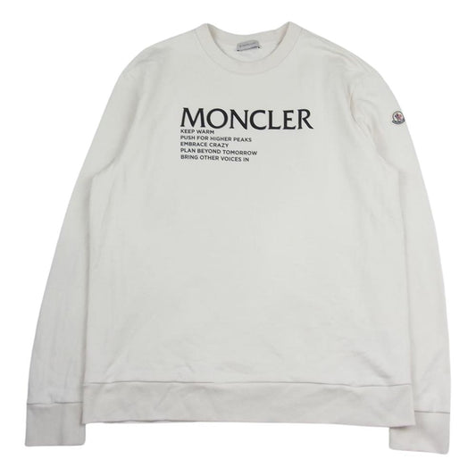 MONCLER モンクレール MAGLIA マグリア フロッキーロゴ クルーネック スウェット トレーナー オフホワイト系 XXL【中古】