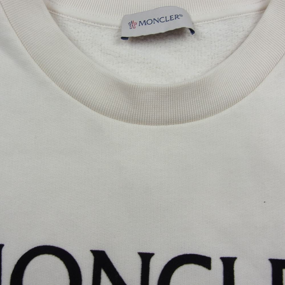 MONCLER モンクレール MAGLIA マグリア フロッキーロゴ クルーネック スウェット トレーナー オフホワイト系 XXL【中古】
