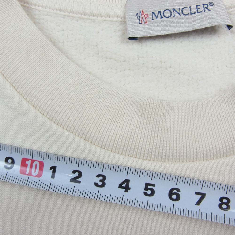 MONCLER モンクレール MAGLIA マグリア フロッキーロゴ クルーネック スウェット トレーナー オフホワイト系 XXL【中古】
