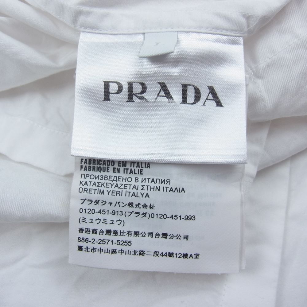 PRADA プラダ UCN336 三角ロゴ トライアングルロゴ フルジップ レギュラー 長袖 シャツ ホワイト系 L【中古】