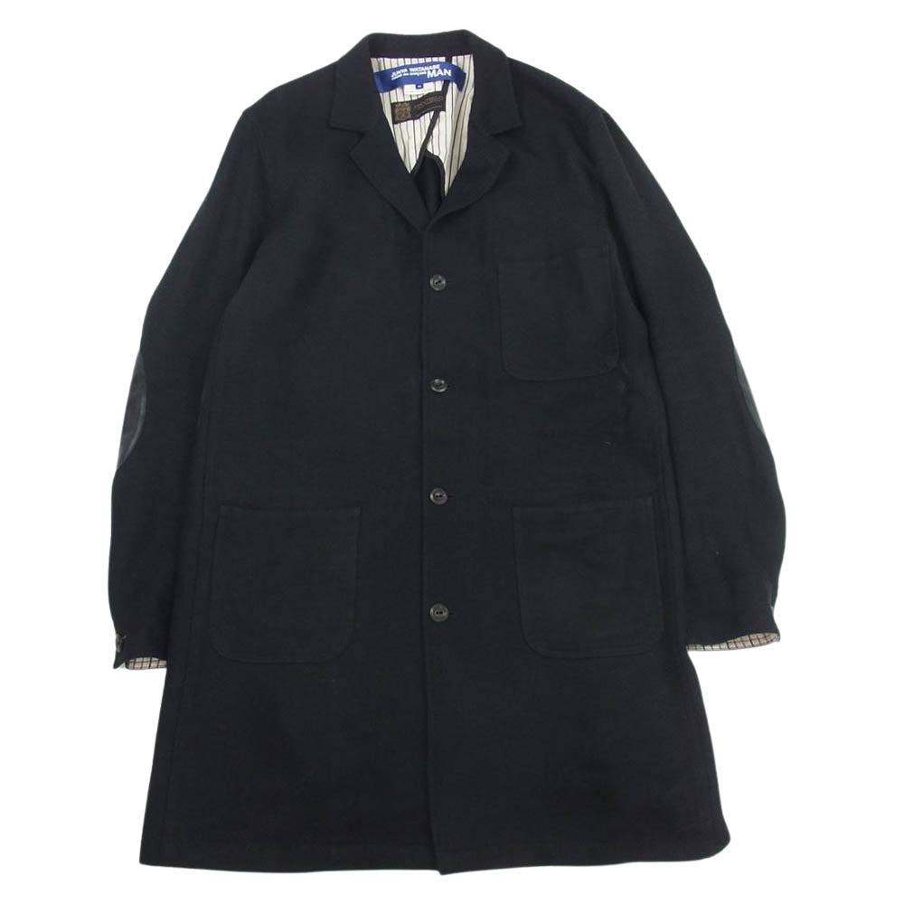 JUNYA WATANABE COMME des GARCONS MAN ジュンヤワタナベコムデギャルソンマン 20AW WF-C401 MANTECO社製生地 ウール麻ツイル縮絨×牛革 カウレザー エルホ?ーハ?ッチ ジャケット コート ブラック系 M【中古】