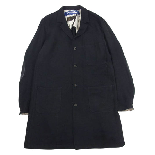 JUNYA WATANABE COMME des GARCONS MAN ジュンヤワタナベコムデギャルソンマン 20AW WF-C401 MANTECO社製生地 ウール麻ツイル縮絨×牛革 カウレザー エルホ?ーハ?ッチ ジャケット コート ブラック系 M【中古】