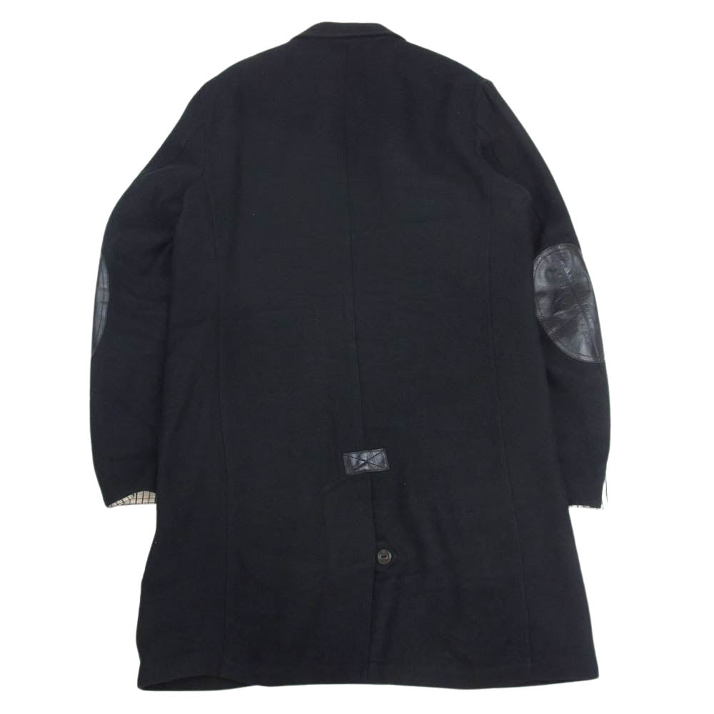 JUNYA WATANABE COMME des GARCONS MAN ジュンヤワタナベコムデギャルソンマン 20AW WF-C401 MANTECO社製生地 ウール麻ツイル縮絨×牛革 カウレザー エルホ?ーハ?ッチ ジャケット コート ブラック系 M【中古】