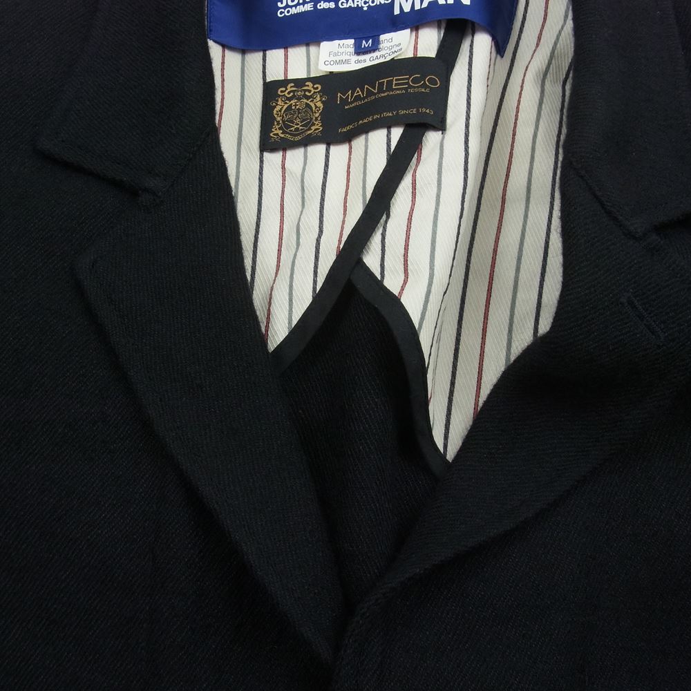 JUNYA WATANABE COMME des GARCONS MAN ジュンヤワタナベコムデギャルソンマン 20AW WF-C401 MANTECO社製生地 ウール麻ツイル縮絨×牛革 カウレザー エルホ?ーハ?ッチ ジャケット コート ブラック系 M【中古】