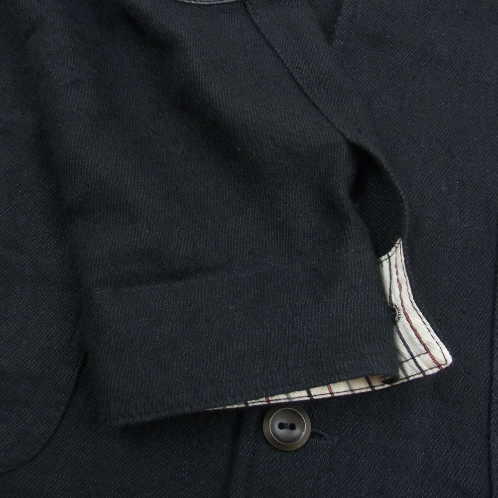 JUNYA WATANABE COMME des GARCONS MAN ジュンヤワタナベコムデギャルソンマン 20AW WF-C401 MANTECO社製生地 ウール麻ツイル縮絨×牛革 カウレザー エルホ?ーハ?ッチ ジャケット コート ブラック系 M【中古】